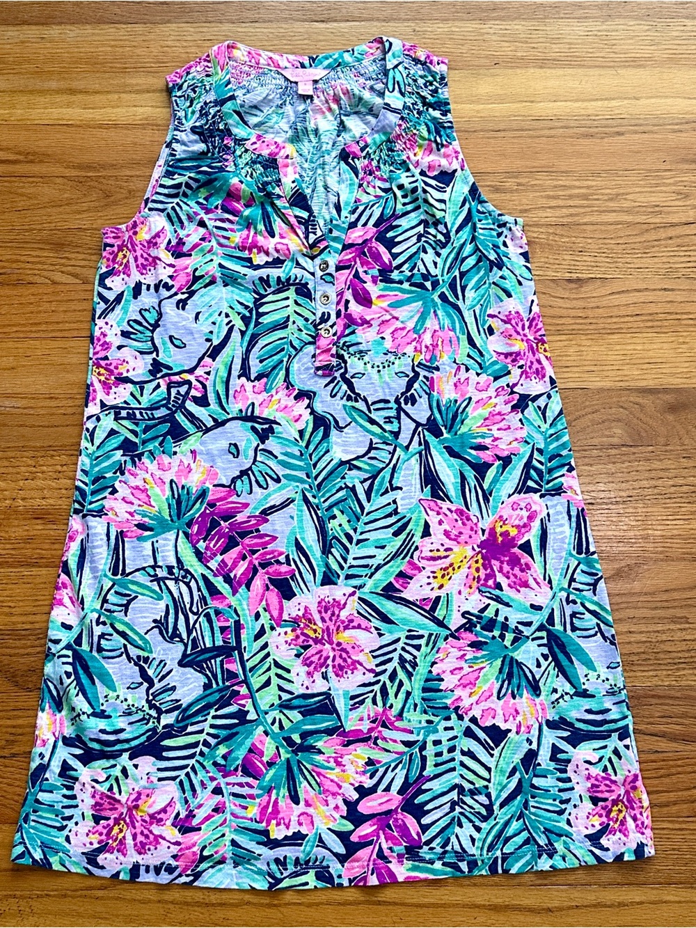 Lilly Pulitzer Small Essie dress in  "Slathouse Soiree"  Tropical PTP 17”, L 32”